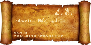 Lebovics Mátyás névjegykártya
